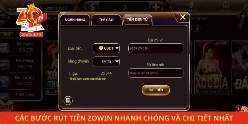 Các bước rút tiền Zowin nhanh chóng và chi tiết nhất