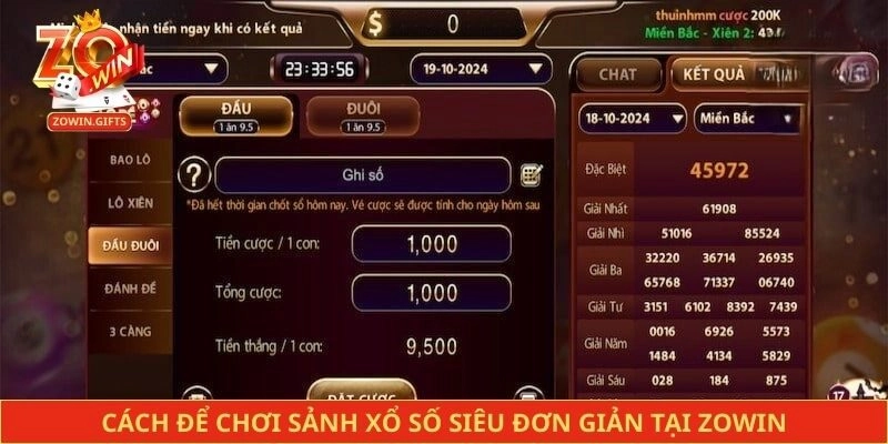 Cách để chơi sảnh xổ số siêu đơn giản tại Zowin