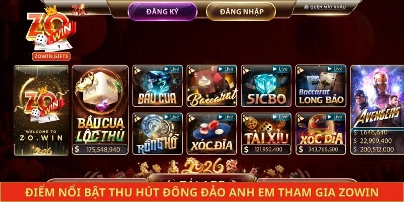 Điểm nổi bật thu hút đông đảo anh em dân cược tham gia Zowin